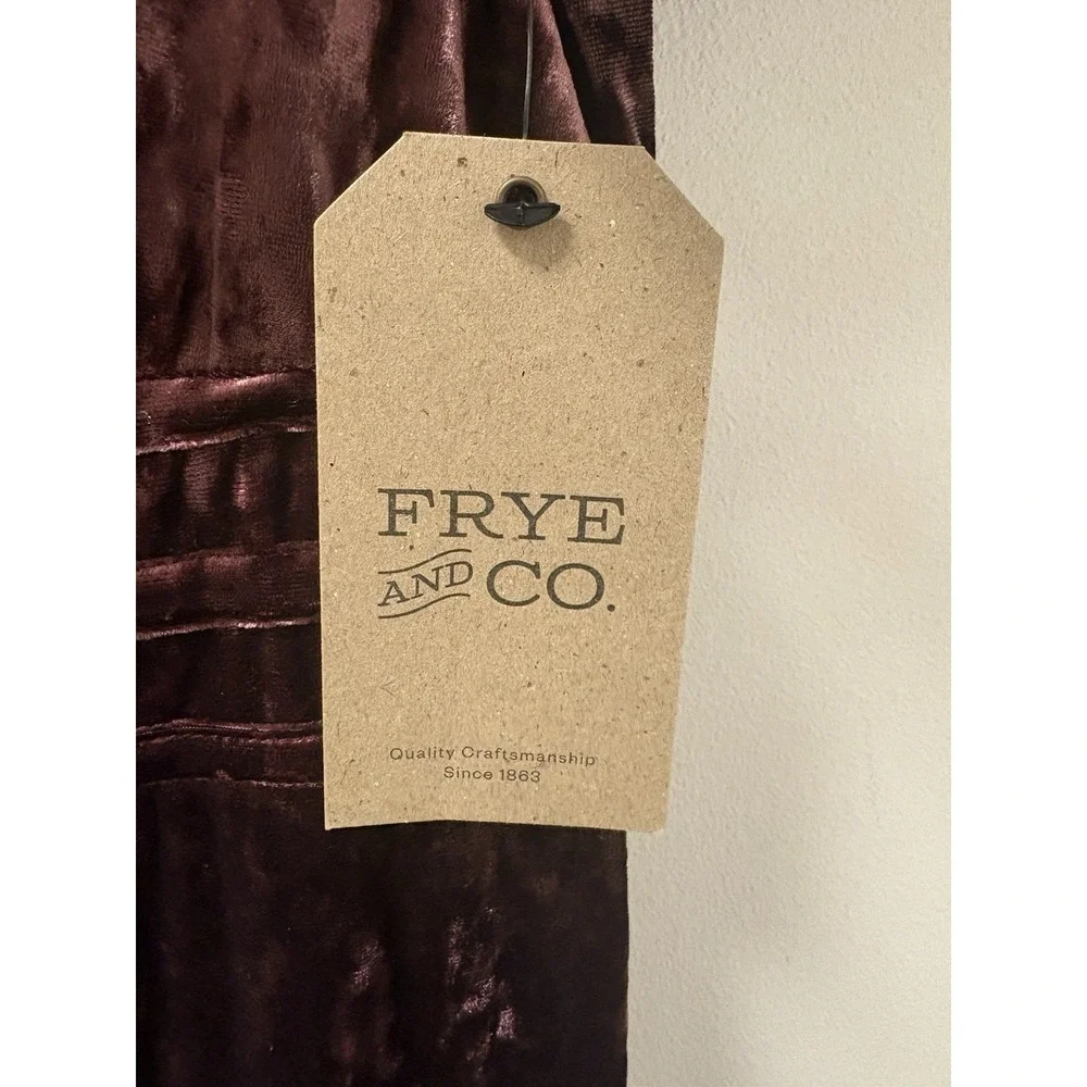 Frye and Co Burgundy Crushed Velvet Floral Maxi Dress Long Sleeve Smock Sz L